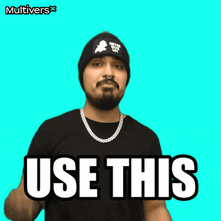 a man wearing a black shirt and a beanie says use this