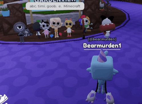 a group of cartoon characters are playing a video game with the name bearmurder1 at the bottom