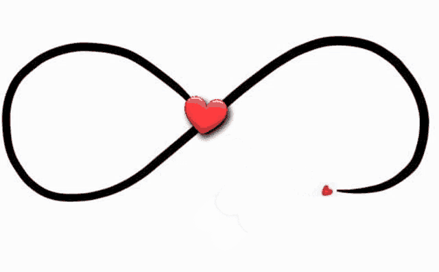 an infinity symbol with red and white hearts and the letter n on a white background