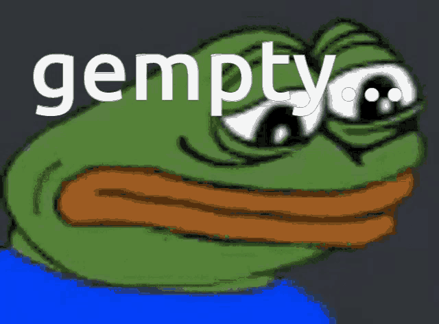 a cartoon of a frog with the word empty written on it