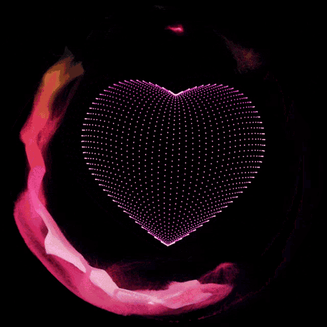 a pink heart is surrounded by a circle of pink dots