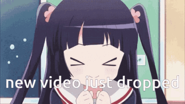 a picture of a girl with pigtails and the words new video just dropped