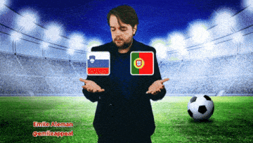 a man in a suit stands in front of a soccer field with a soccer ball