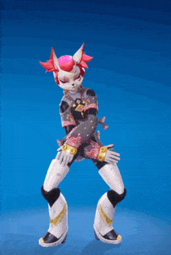 a cartoon character with red hair and white pants is dancing