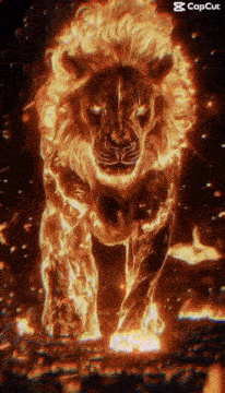 a picture of a lion made of flames with the caption cap cut