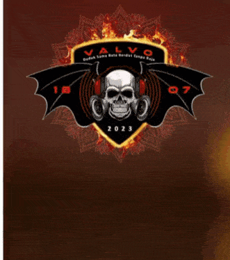 a logo for valvo with a skull and headphones