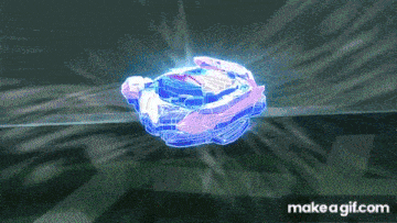 a spinning top with a blue light coming out of it and the words make a gif.com on the bottom .