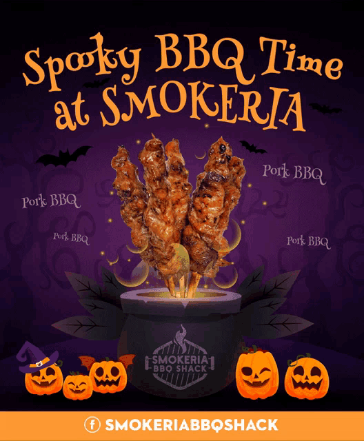 spooky bbq time at smokeria is advertised on a halloween flyer
