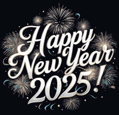 a fireworks display with the words happy new year 2025