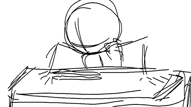 a black and white drawing of a person laying down on a table