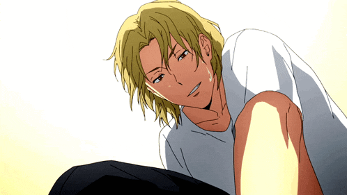 a drawing of a man with long blonde hair and a white shirt