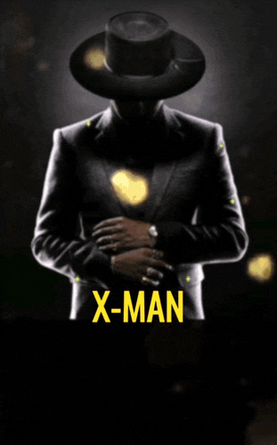 a poster for x-man shows a silhouette of a man holding a gold coin