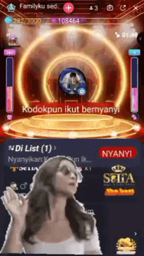 a screenshot of a video game with a woman on the bottom right