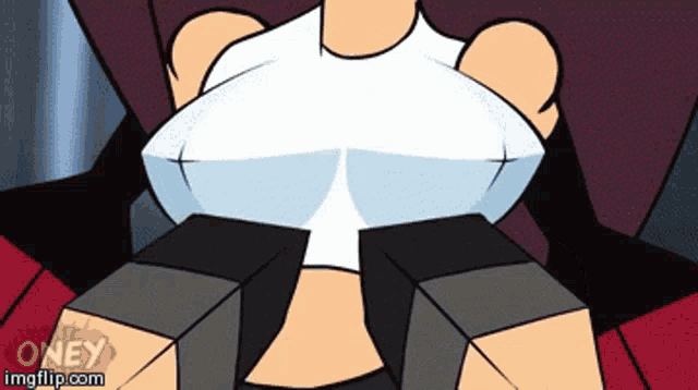 a cartoon of a woman 's breasts with the words oney imgflip.com below her