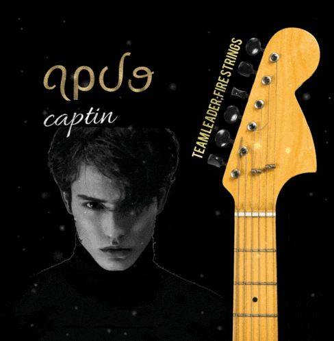 an advertisement for fire strings with a guitar headstock
