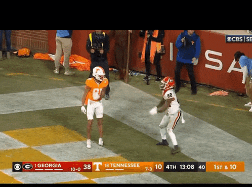 a football game between georgia and tennessee is on cbs