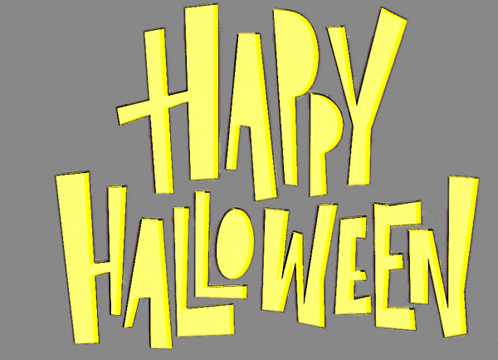 a yellow sign that says happy halloween on it