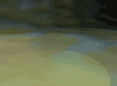 a painting of a yellow circle in the middle of a dark background