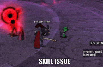 a screen shot of a video game that says skill issue on it