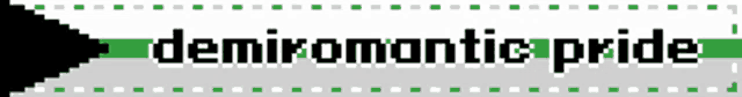 a pixelated logo for demiromantic pride with a green arrow