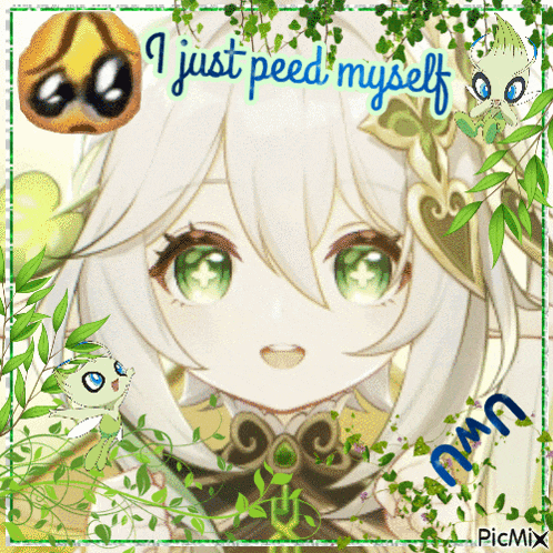 a picture of a girl with the words i just peed myself