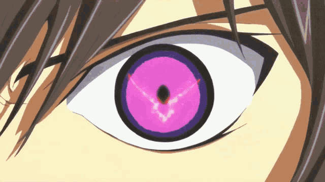a close up of a person 's eye with a pink circle in the middle