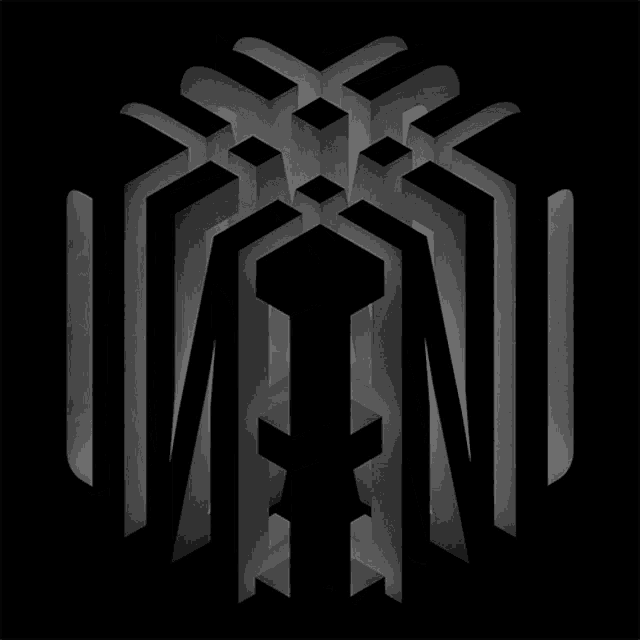 a black and white image of a cube with the letter m in the center