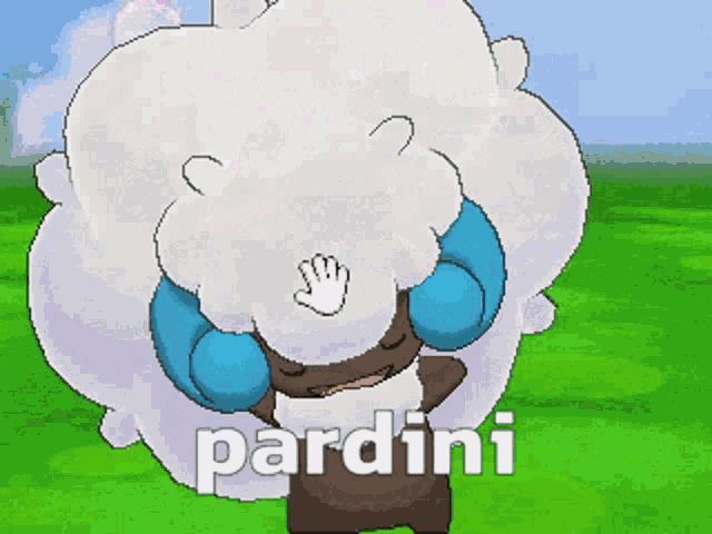a pixel art drawing of a sheep with the word pardini above it