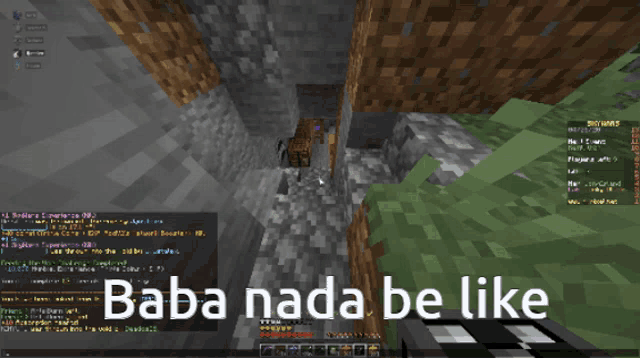 a screenshot of a minecraft game with the text baba nada be like