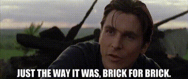 a man with the words just the way it was brick for brick