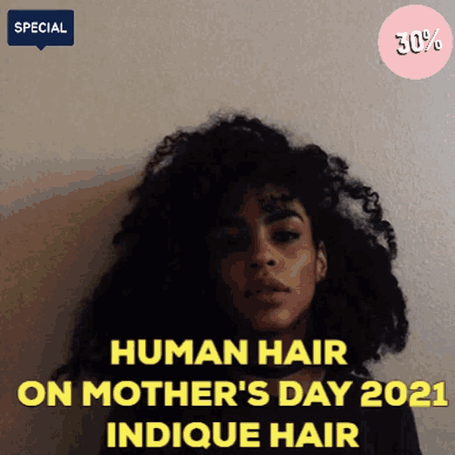 a woman with curly hair says human hair on mother 's day 2021