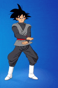 a cartoon character jumping in the air with a blue background