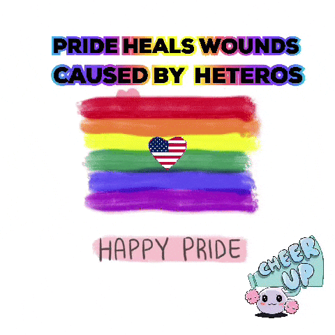 a poster that says pride heals wounds caused by heteros happy pride