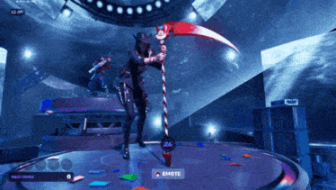 a screenshot of a video game with a cowboy holding a scythe