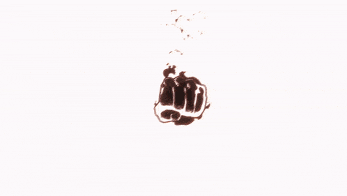a cartoon drawing of a fist being punched in the air