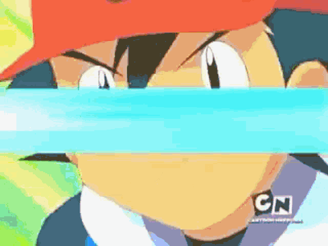 a close up of a person 's face with a cartoon network logo in the corner