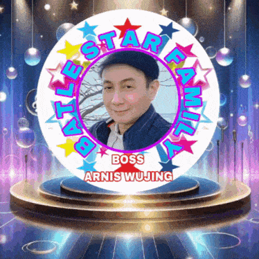 a picture of a man in a circle with the name boss arnis wujing