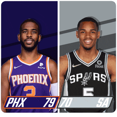 two basketball players one from the phoenix and one from the spurs