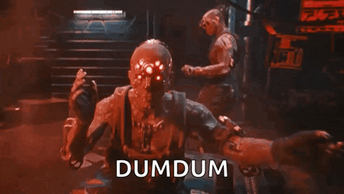 a video game character with the word dumdum written on the bottom