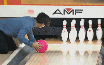 a bowling alley with the word amf on the wall
