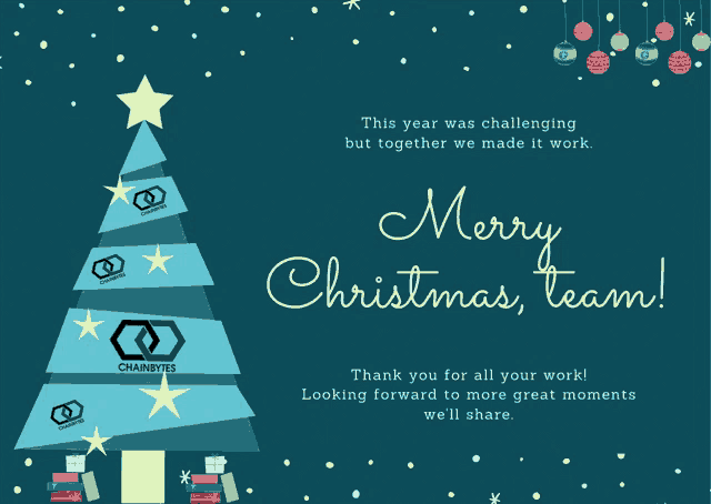 a christmas card that says merry christmas team with a christmas tree