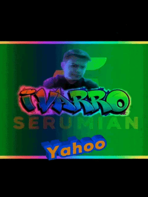 a green background with a picture of a boy and the word yahoo