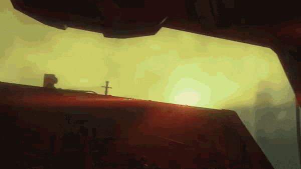 a silhouette of a person holding a sword on top of a building
