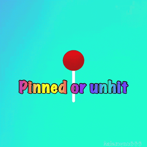 a pink background with the words pinned or unhit and a red lollipop