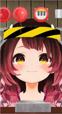a close up of a girl 's face with a yellow and black tape on her head