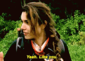 a woman says " yeah like you " while wearing a backpack
