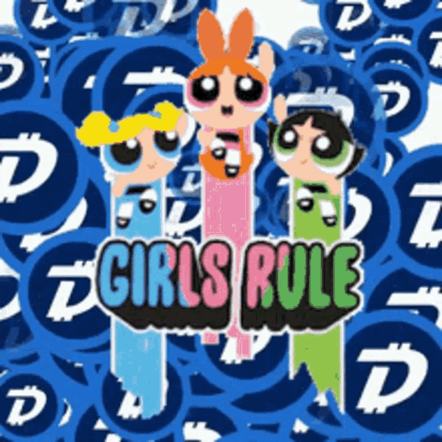 a girl 's rule logo is surrounded by blue circles with the letter d on them