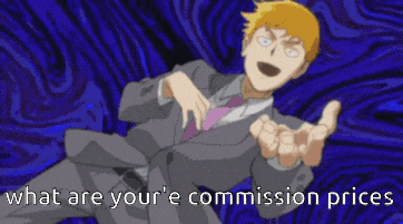 a cartoon of a man in a suit and tie with the words what are your e commission prices