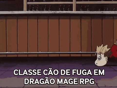 a cartoon of a man with the words classe cao de fuga em dragao mage rpg below him