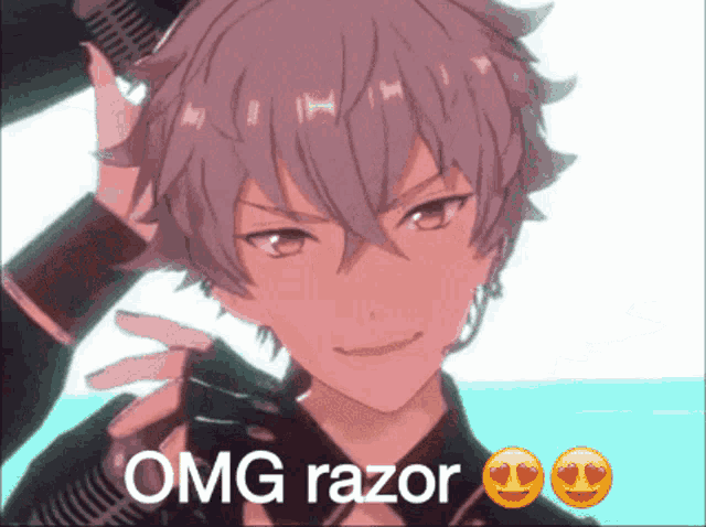 a picture of a anime character with the words omg razor below him